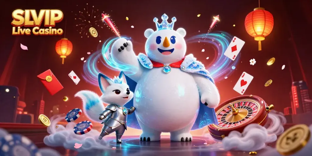 Experience the excitement of SLVIP Live Casino with vibrant characters and dynamic gaming elements.