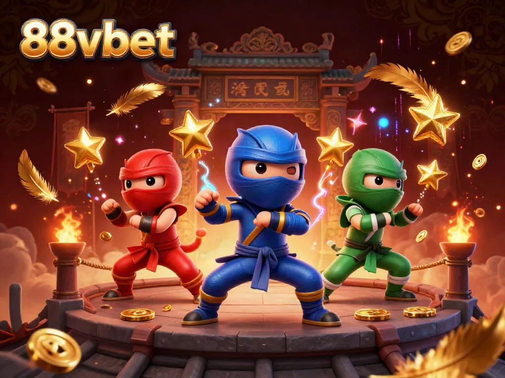Engage in thrilling martial arts antics with the 88vbet chameleon team amidst a dynamic casino backdrop.