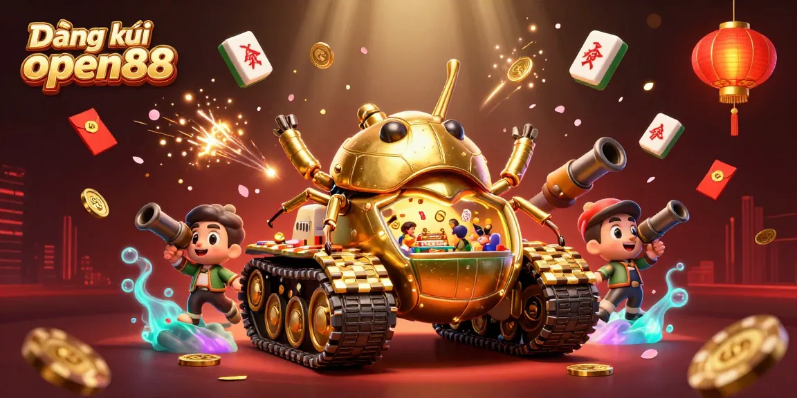 Experience the excitement of Đăng ký open88 with a vibrant 3D casino illustration packed with gaming features.