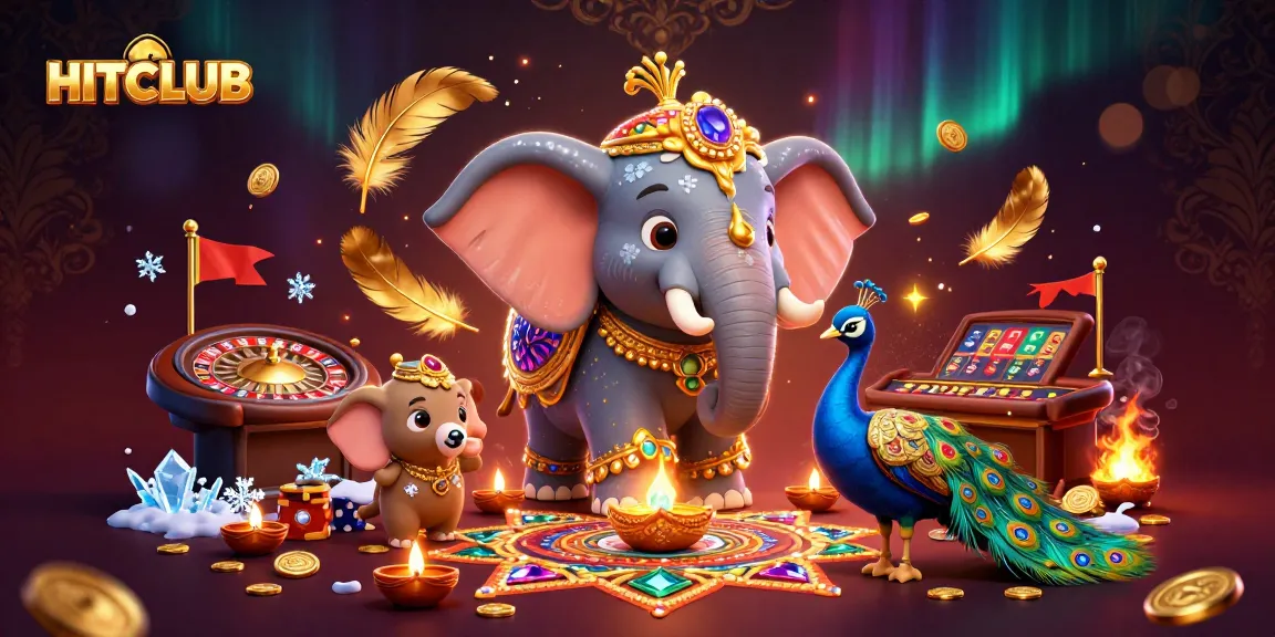 Experience HITCLUB's vibrant gambling scene with colorful characters and dynamic casino elements.