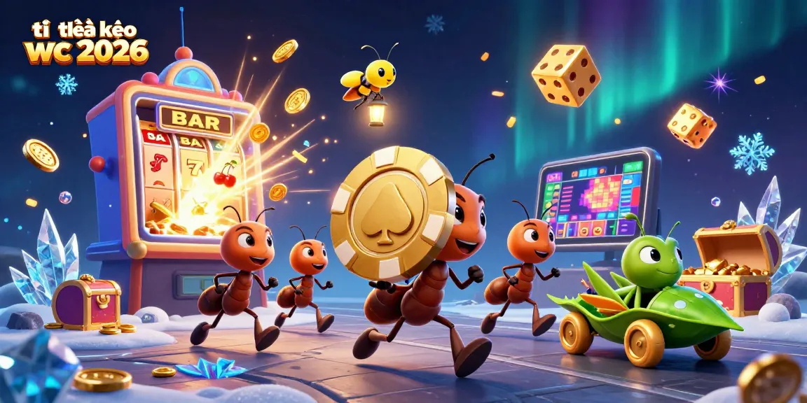 Play with tỉ lệ kèo wc 2026 as cartoon ants race to steal a giant poker chip through a vibrant casino