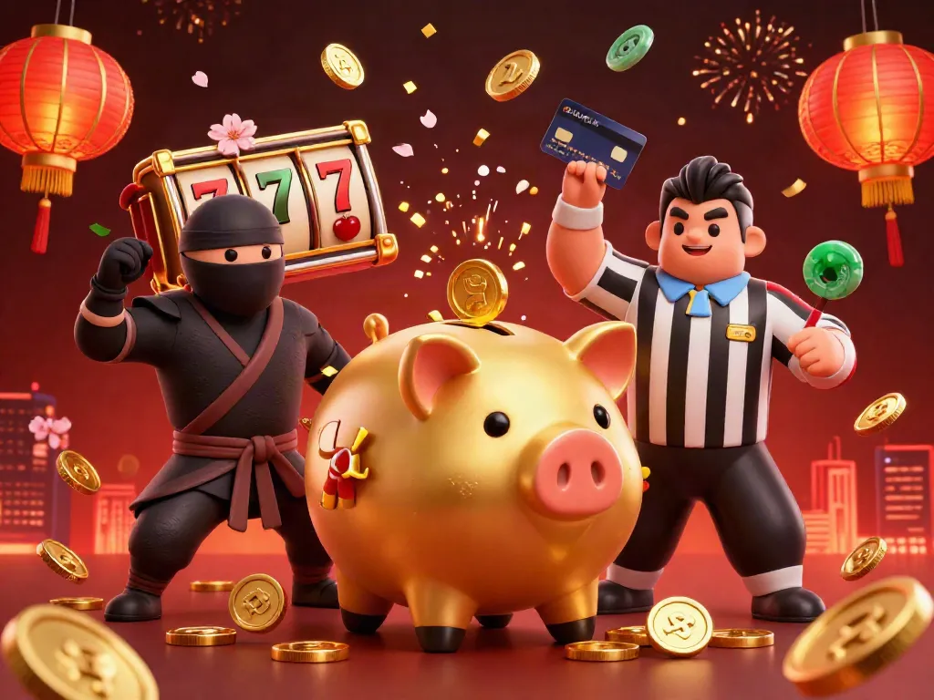 Experience the TN88 excitement with a lively 3D gaming scene featuring a golden piggy bank sumo wrestler.