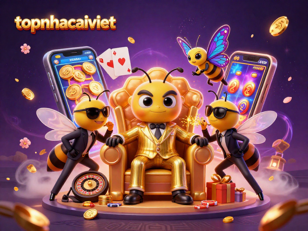Engage with topnhacaiviet through vibrant casino adventures with a cartoon bumblebee mob boss.