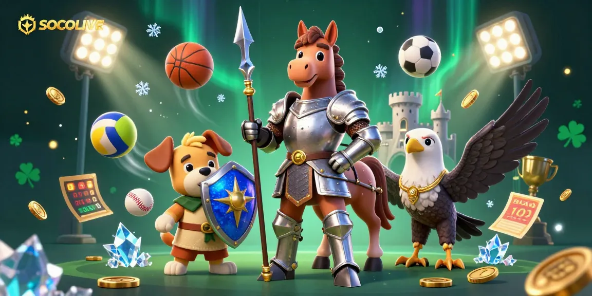 SOCOLIVE promotes an exciting betting atmosphere with knights and gold coins in action.
