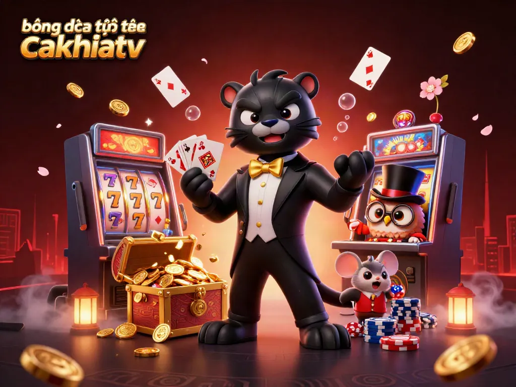 bóng đá trực tuyến cakhiatv showcases stylish casino characters amidst dynamic gaming elements