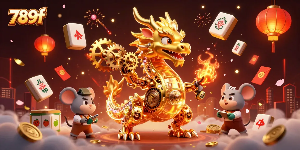 Experience the thrill of 789f with a 3D casino dragon amidst vibrant gaming elements.