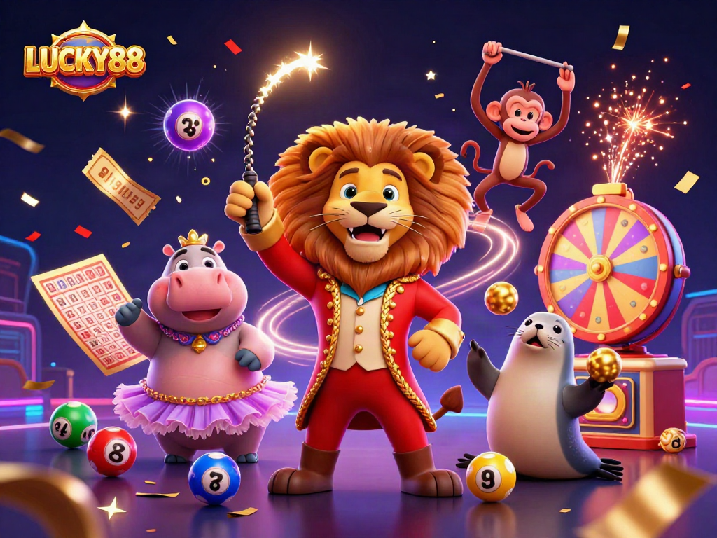 Experience the thrill of LUCKY88, the vibrant casino scene featuring dynamic characters and exciting game elements.