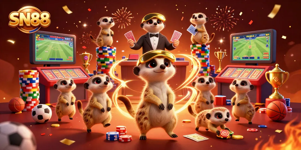 Experience thrilling live sports betting at SN88 with engaging meerkat characters and dynamic action.