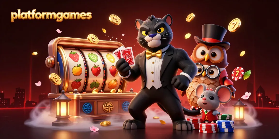 Experience thrilling card games at platformgames with a stylish cartoon panther and friends.