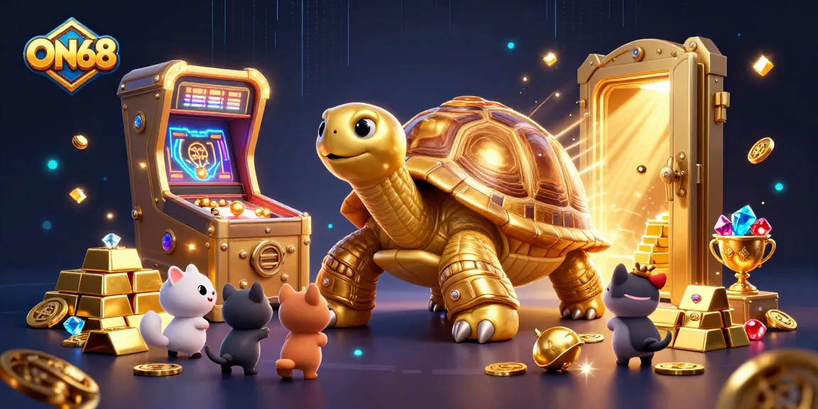 Experience the thrill of ON68 with this dynamic casino scene featuring excited animals and treasure elements.