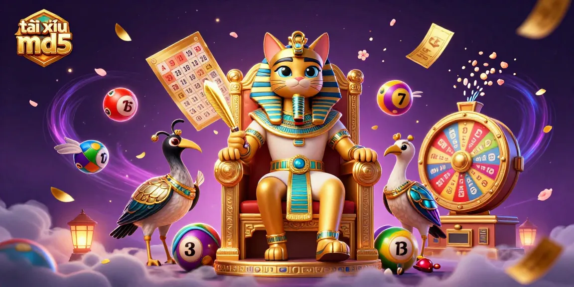 Engage in the exciting world of tài xỉu md5 with a dynamic illustration featuring thrilling lottery elements.