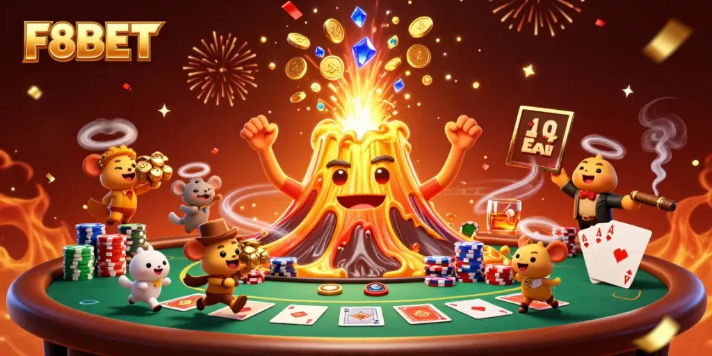 Experience thrilling wins at F8BET with a triumphant golden volcano erupting treasures!
