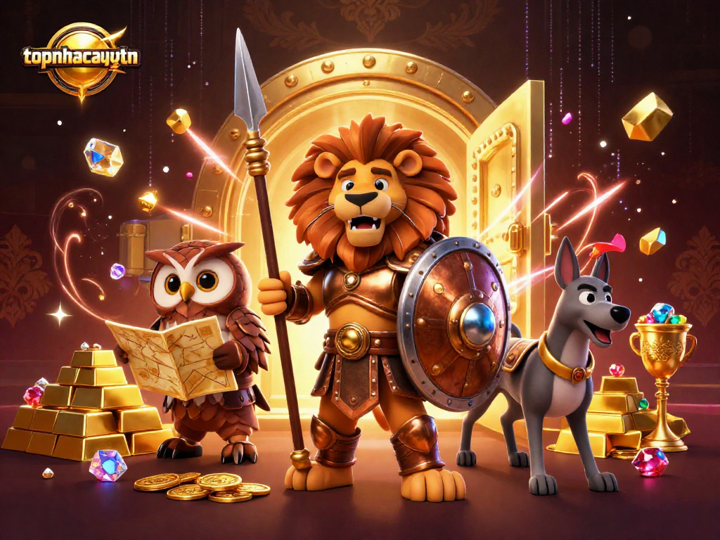Experience thrilling gameplay at topnhacaiuytinn with a vibrant, action-packed 3D casino illustration.