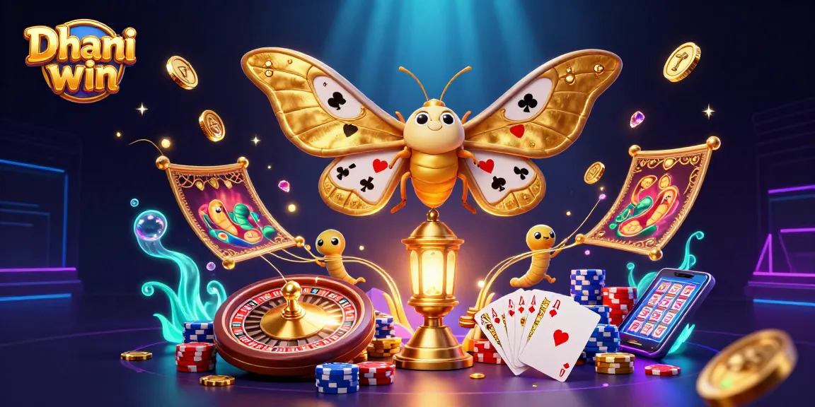 Engage in thrilling entertainment with Dhani win, featuring stunning casino scenes with vibrant golden coins.