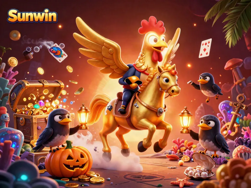 Experience Sunwin's thrilling casino atmosphere with vibrant characters and exciting gaming elements.