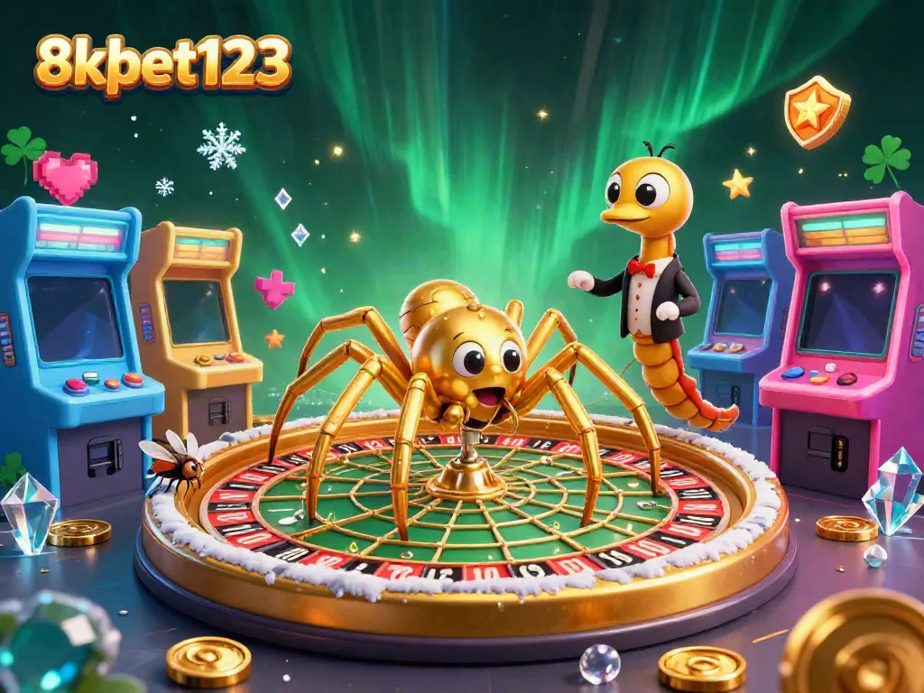Engage in thrilling bets with 8xbet123 at a vibrant digital casino featuring roulette wheel action.