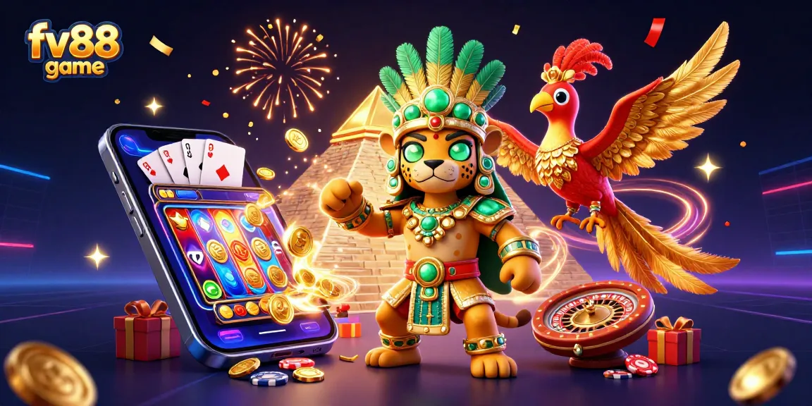 Spin to win with the fv88 game featuring vibrant 3D casino characters and vibrant slot elements.