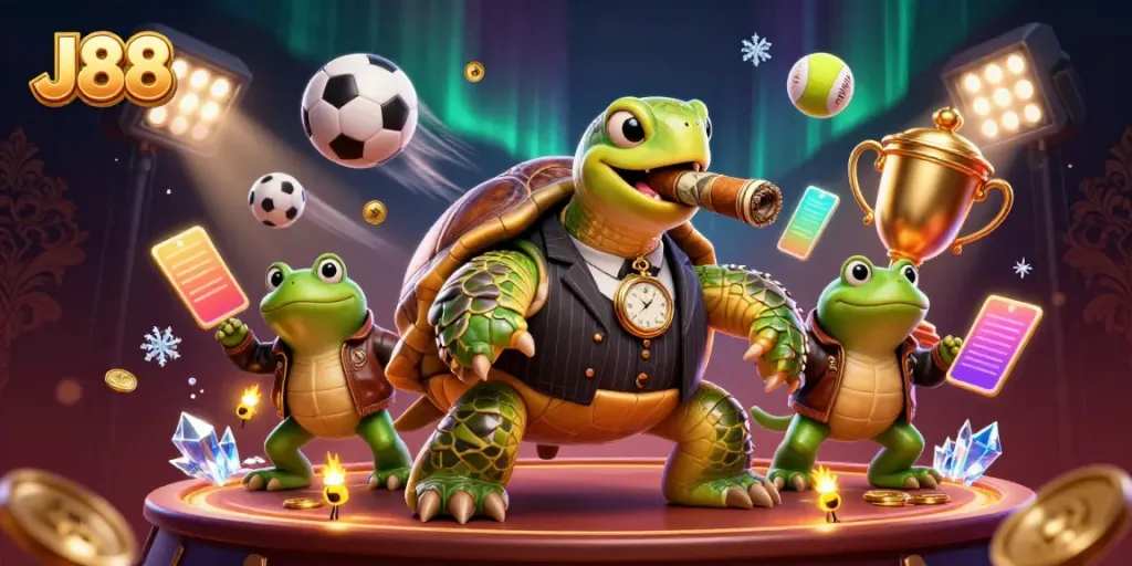 Experience the thrill of J88 casino with engaging characters and dynamic sports elements.