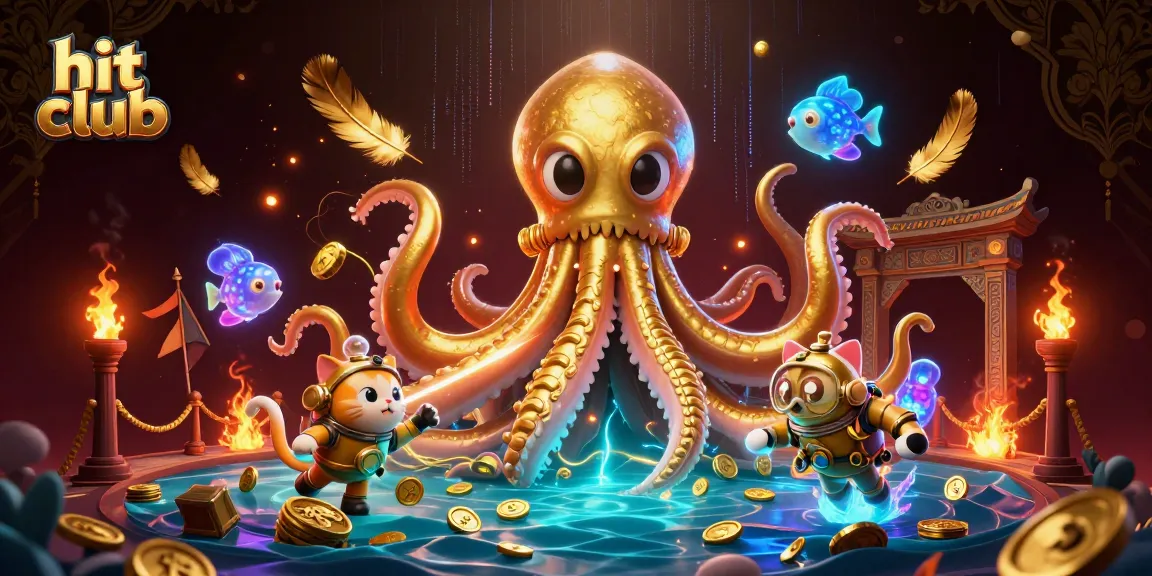 Engage in the thrilling hit club experience with the kraken and diving cat in a vibrant casino setting.