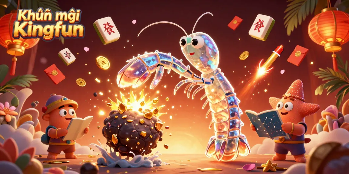 Engage with exciting Khuyến mãi Kingfun features, showcasing lively characters and dynamic gambling elements in a vivid casino-themed scene.