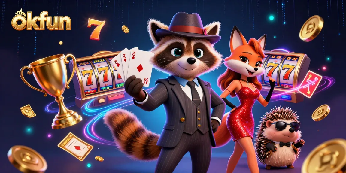 Experience the thrill of winning at okfun with a suave raccoon, sleek fox, and dynamic casino elements.