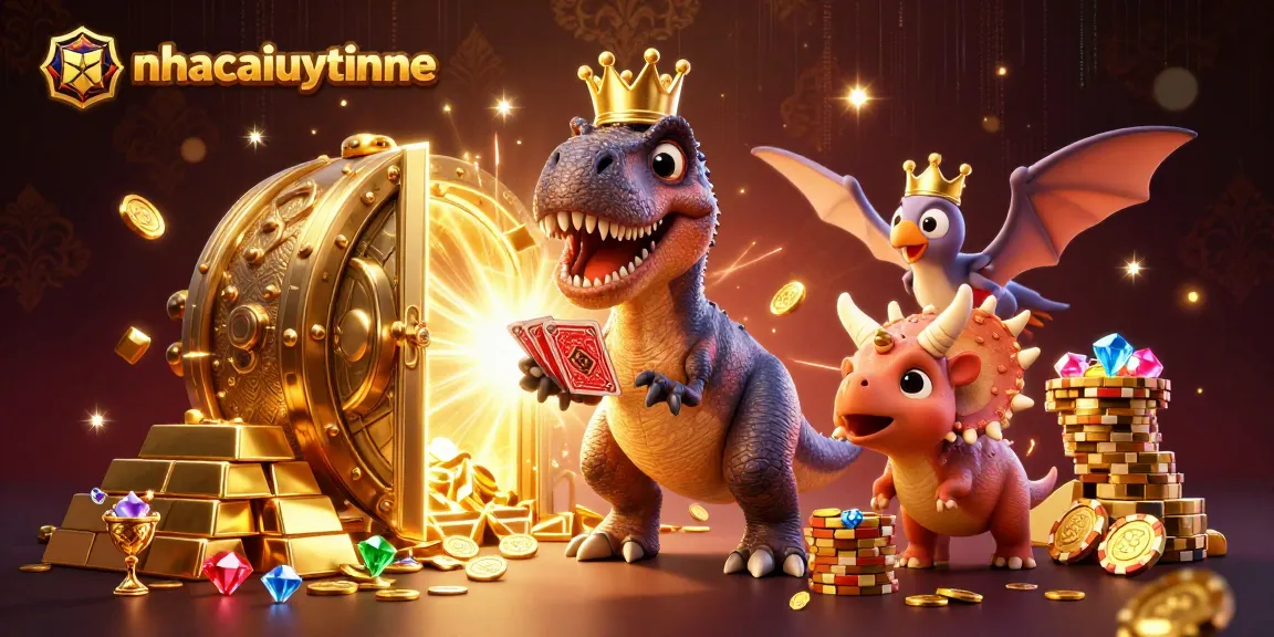 Experience thrilling gameplay at nhacaiuytinne with lively casino characters amidst golden treasures.