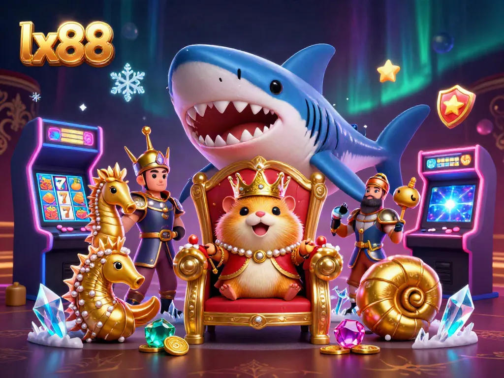 Spin the slots at lx88 with a golden hamster king and vibrant game elements.