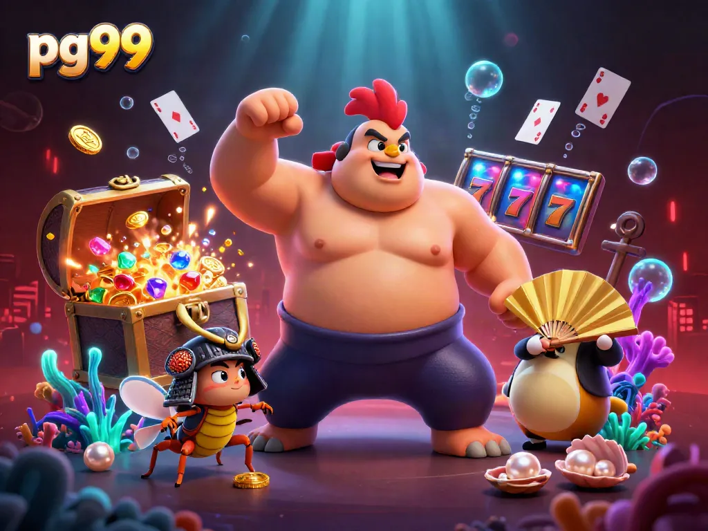 Engage with the vibrant action at pg99, featuring dynamic betting elements and cartoon characters in an immersive casino world.