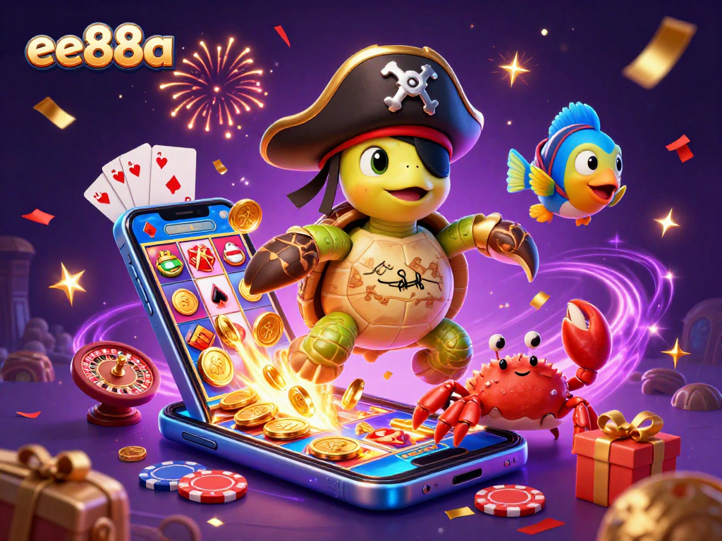 Experience the thrilling excitement at ee88a's casino with a vibrant scene featuring charming characters and captivating game elements.