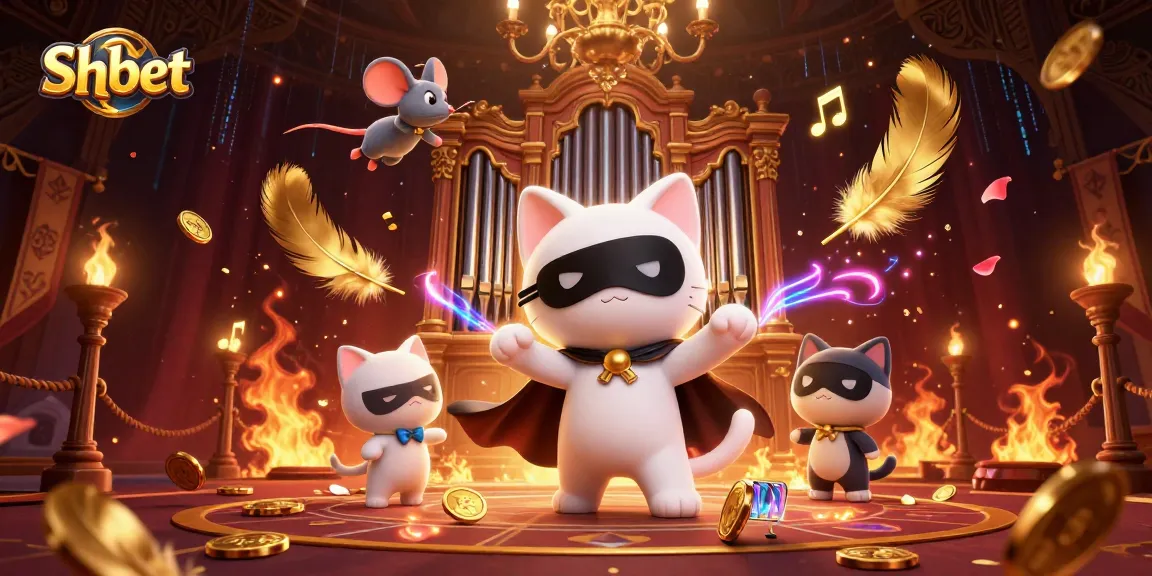 Experience thrilling gameplay at Shbet with an acrobat mouse and a phantom cat in a bustling casino.