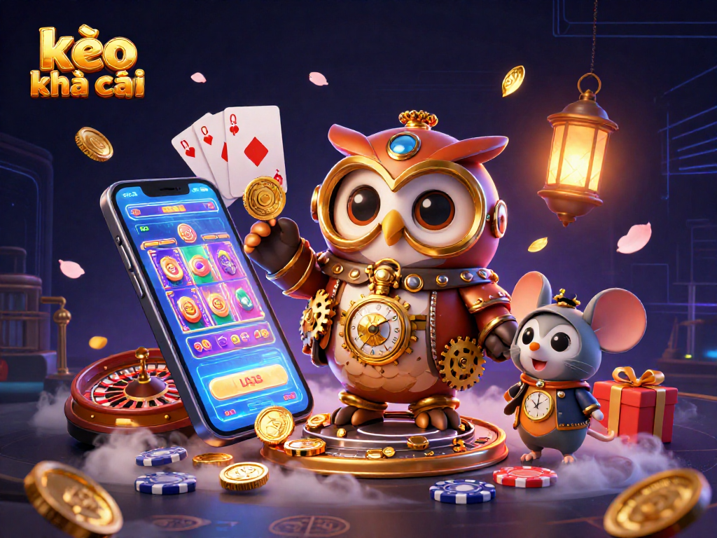 Engage with kèo nhà cái while enjoying a vibrant 3D casino scene full of excitement.