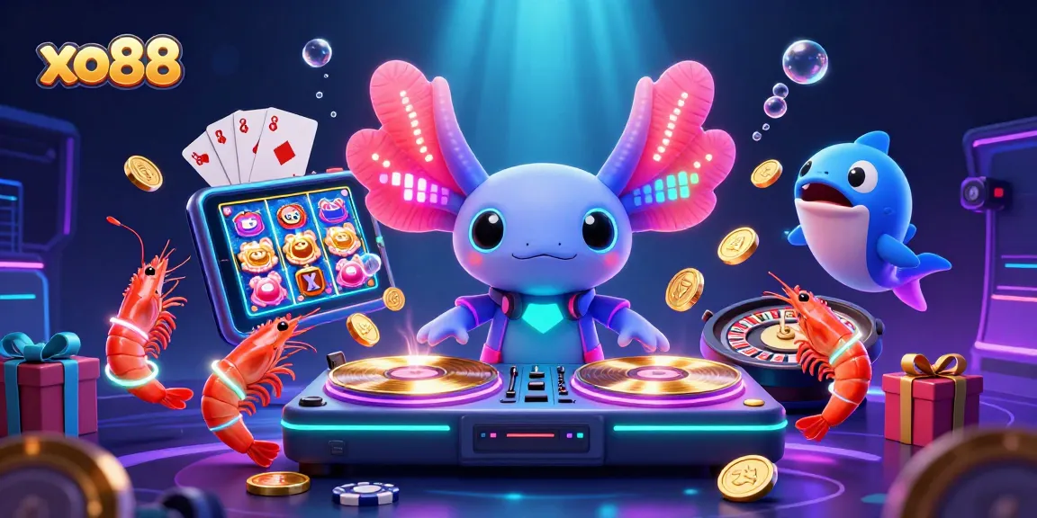Spin to win at xo88 with vibrant 3D casino characters illuminating an underwater party scene.