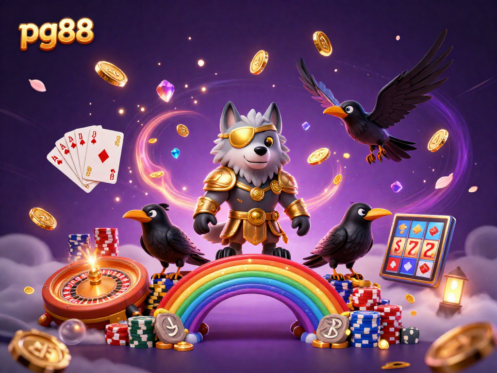 Engage in exciting gaming adventures with pg88, featuring dynamic casino elements in a mythical scene.