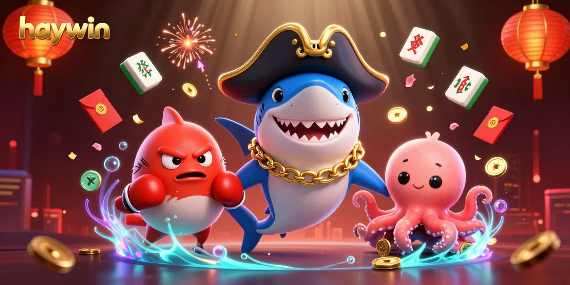 Engage with haywin's vibrant casino world, featuring animated characters and festive gaming elements.