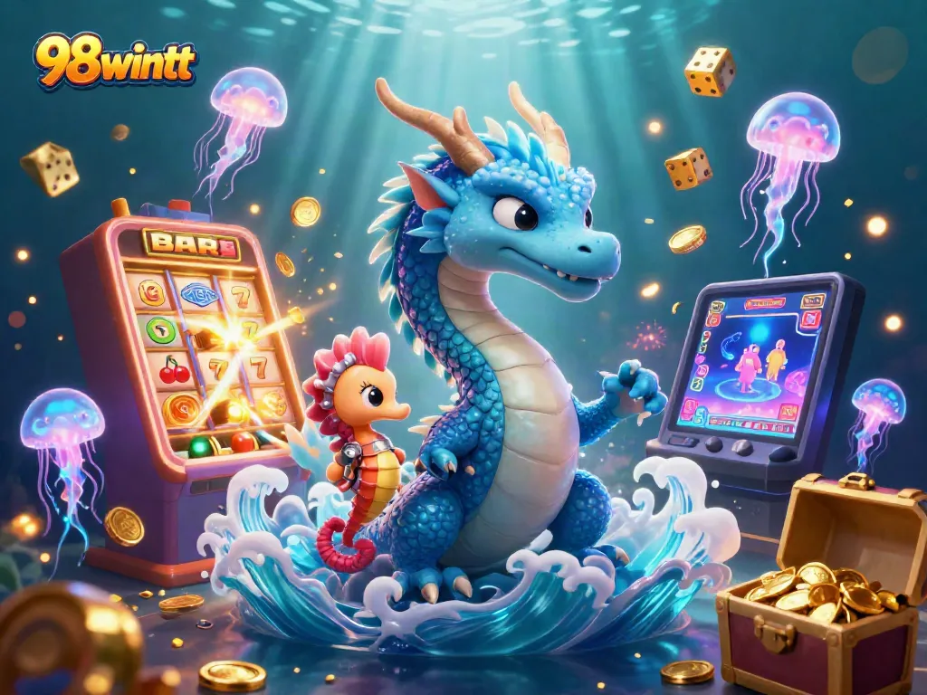Experience the thrill of 98wintt gaming as the azure water dragon embraces the jackpot explosion.