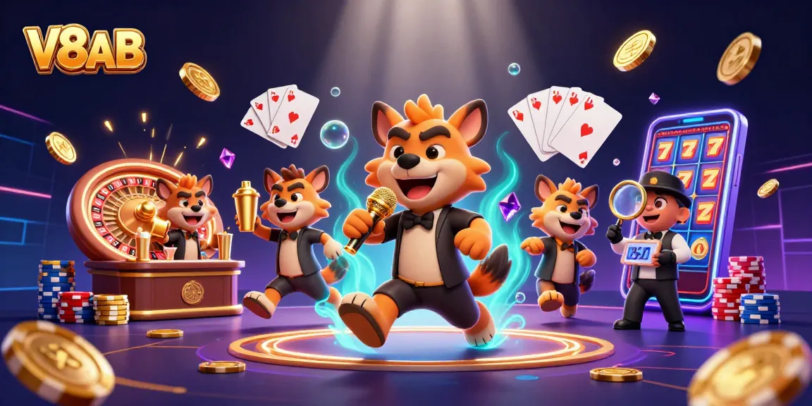 Experience dynamic gaming fun at V8AB with hyena characters delivering comedy, drinks, and security.