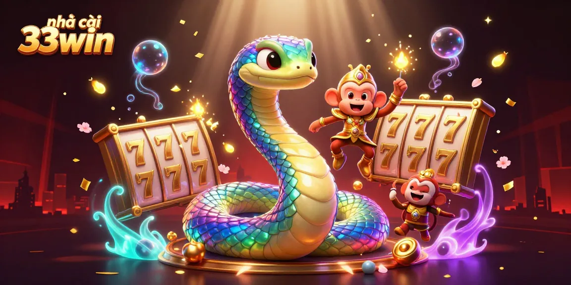 Experience the thrill of gaming at nhà cái 33win with vibrant slot reels and lively characters.