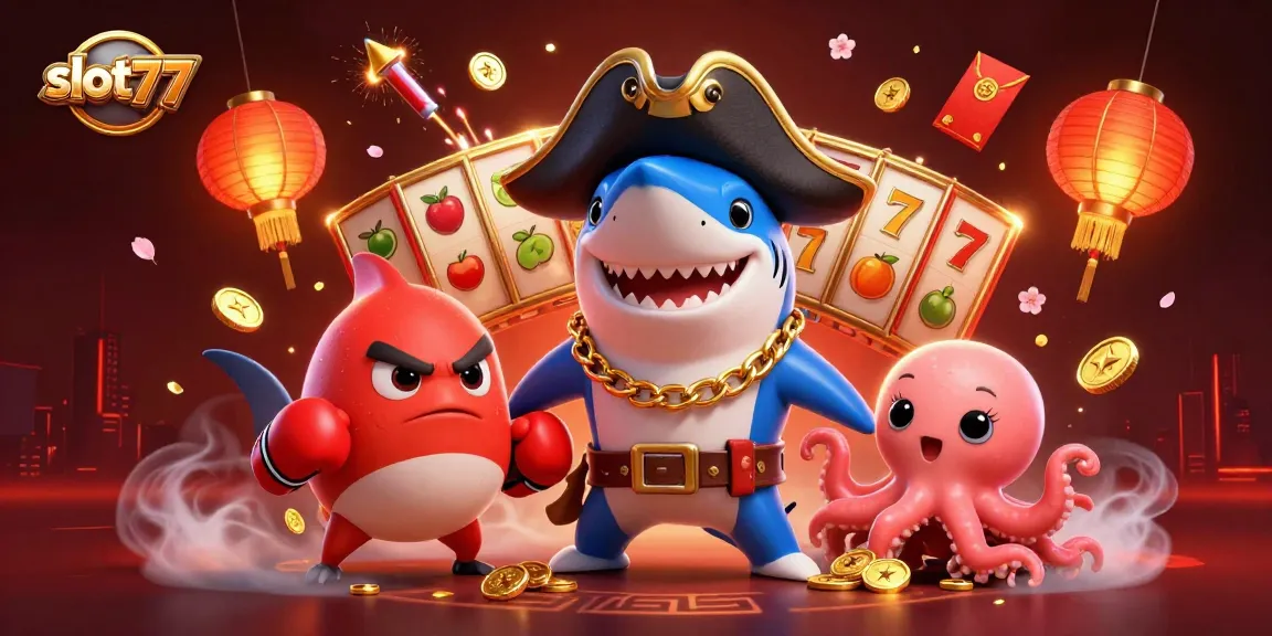 Experience exciting slots at slot777 with a colorful scene featuring animated characters and dynamic casino elements.