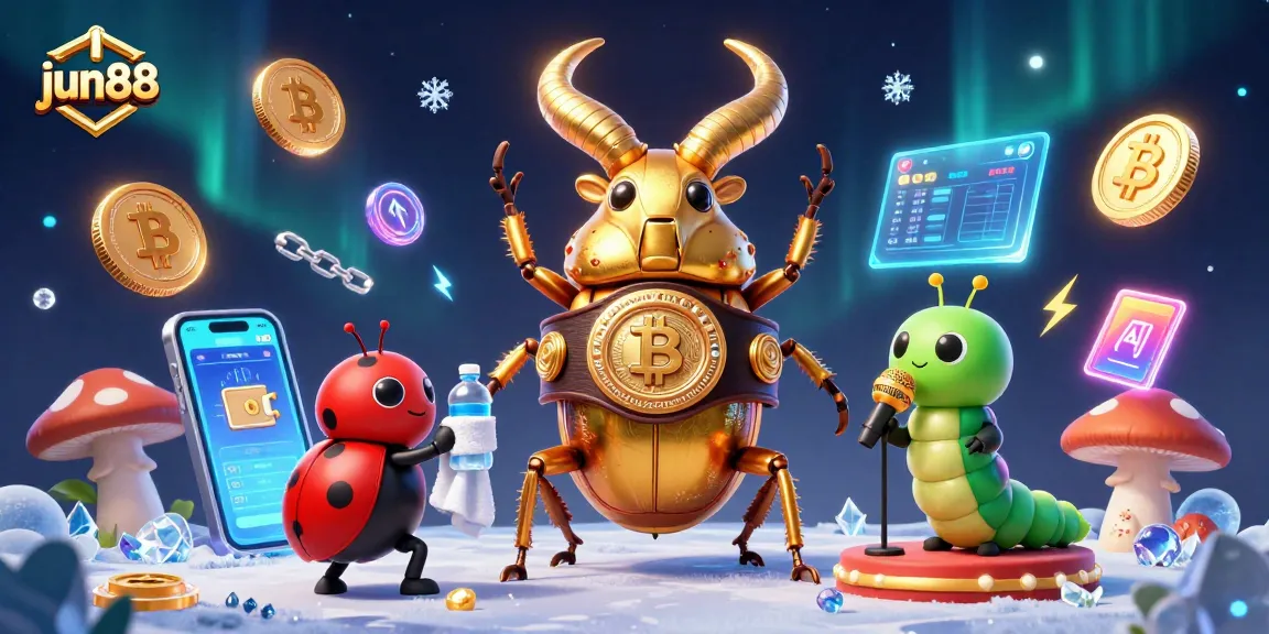 Engage with jun88 gaming excitement featuring animated characters and cryptocurrency elements.