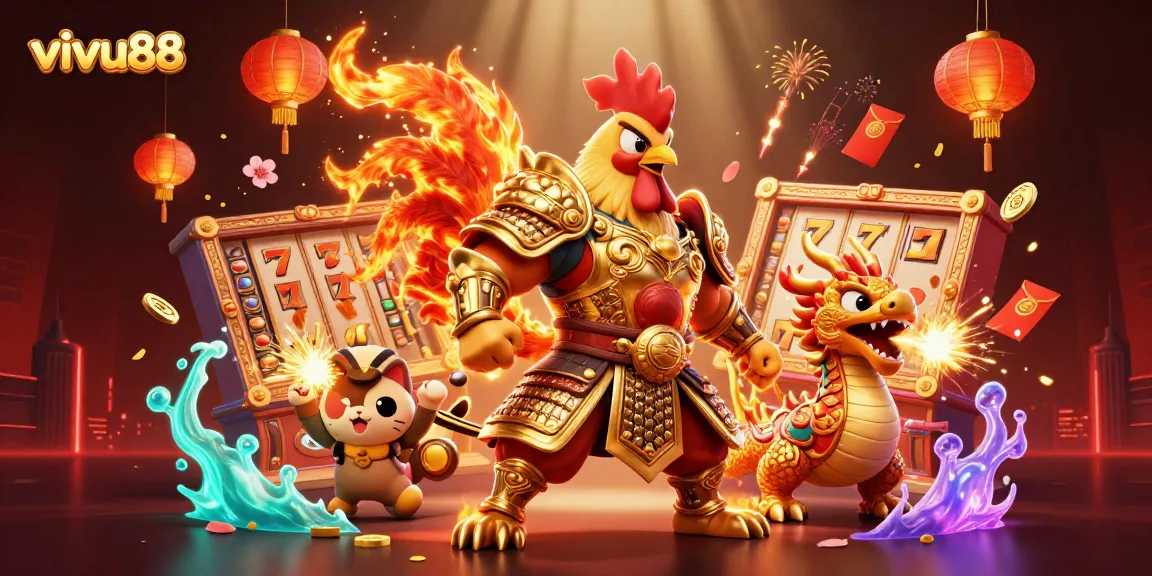 Engage with vivu88’s thrilling games featuring a dynamic rooster warrior and dragon hatchling.