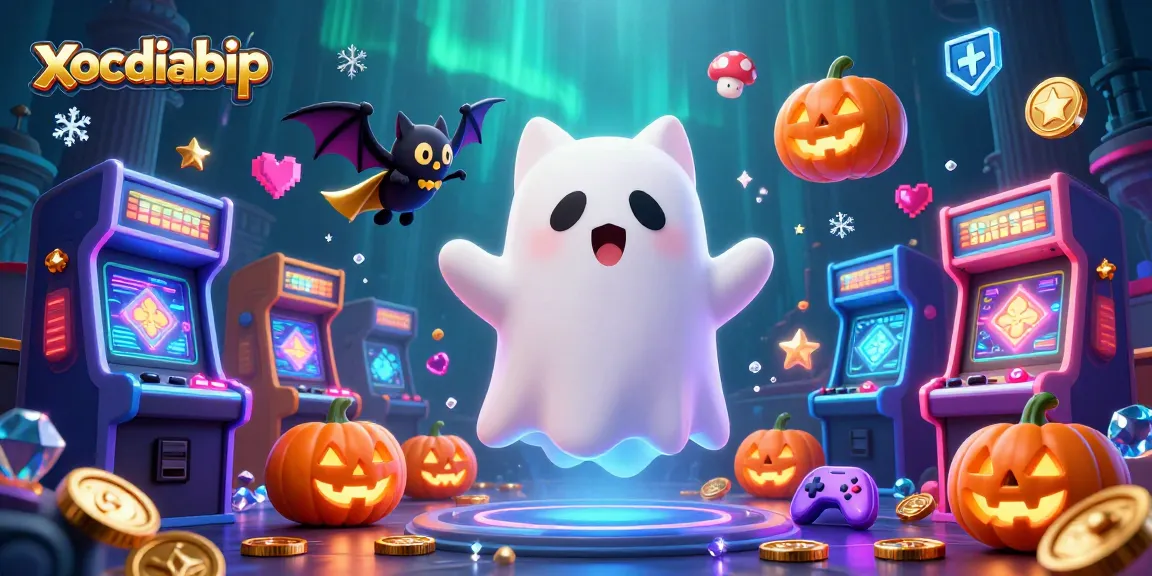 xocdiabip invites players to explore a lively haunted casino scene with vibrant characters and arcade gambling.