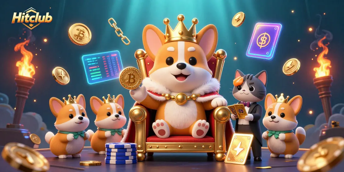 Experience the excitement of Hitclub with a colorful gambling scene featuring a royal corgi and unique animated elements.