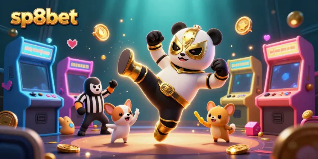Experience exhilarating action at sp8bet with vibrant characters and arcade elements in a lively casino scene.