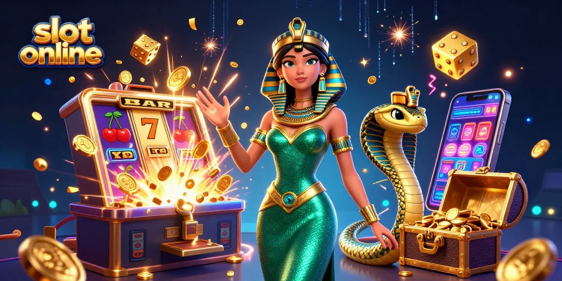 Spin the reels playing slot online with exciting graphics and golden prizes in an immersive scene.