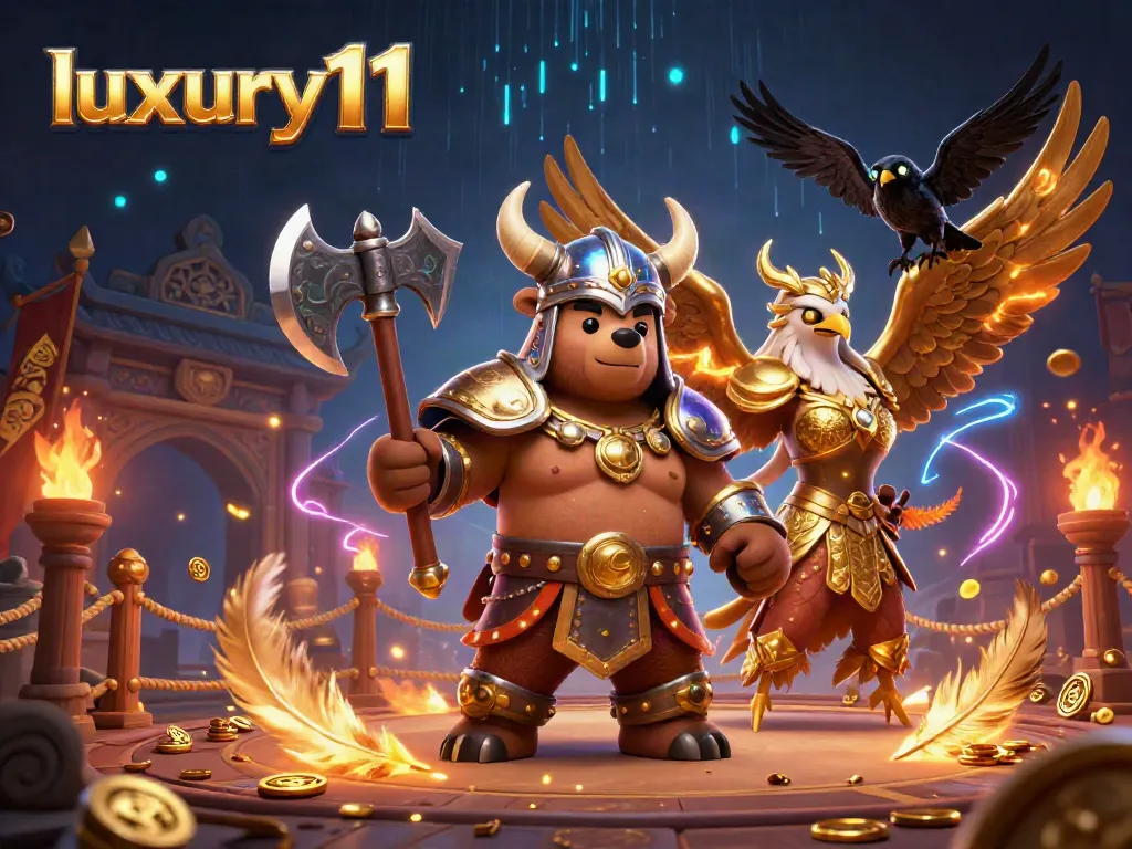 Witness the action of luxury111 as a Viking bear and Valkyrie collide in an epic casino adventure.