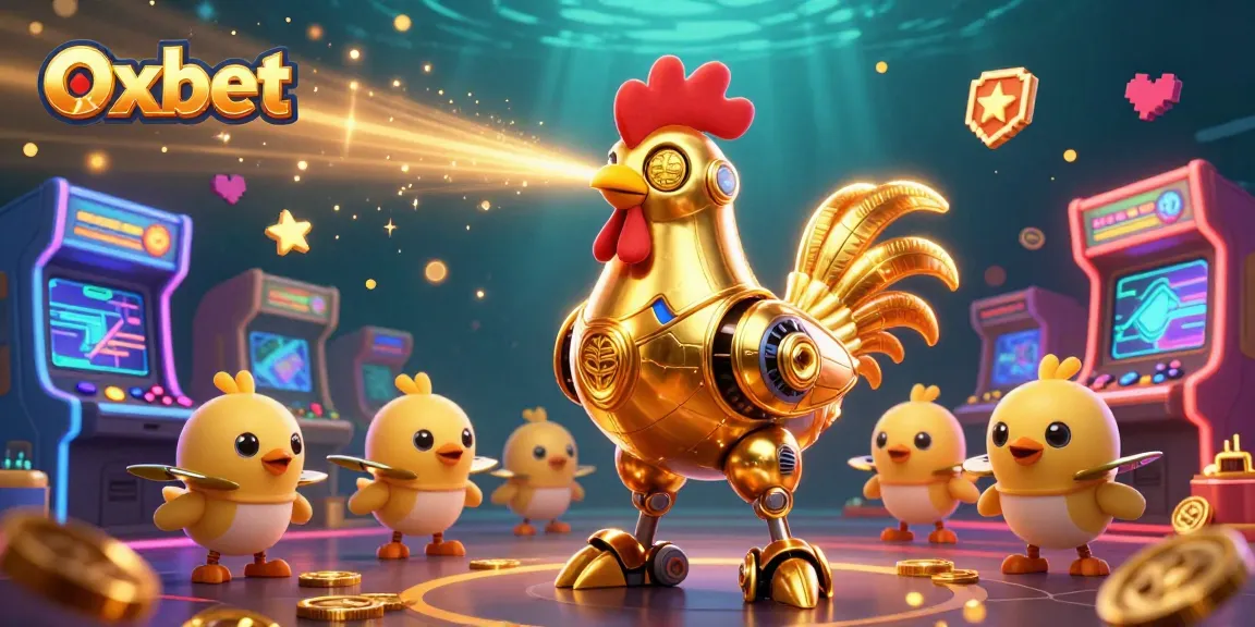Experience thrilling gameplay with Oxbet’s vibrant casino scene featuring a golden rooster robot.