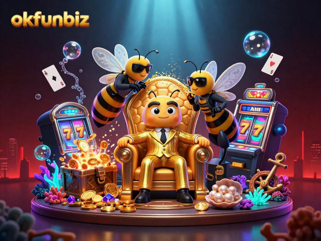 Engage in high-stakes fun with okfunbiz as you explore a vibrant, ultra-detailed gambling scene.