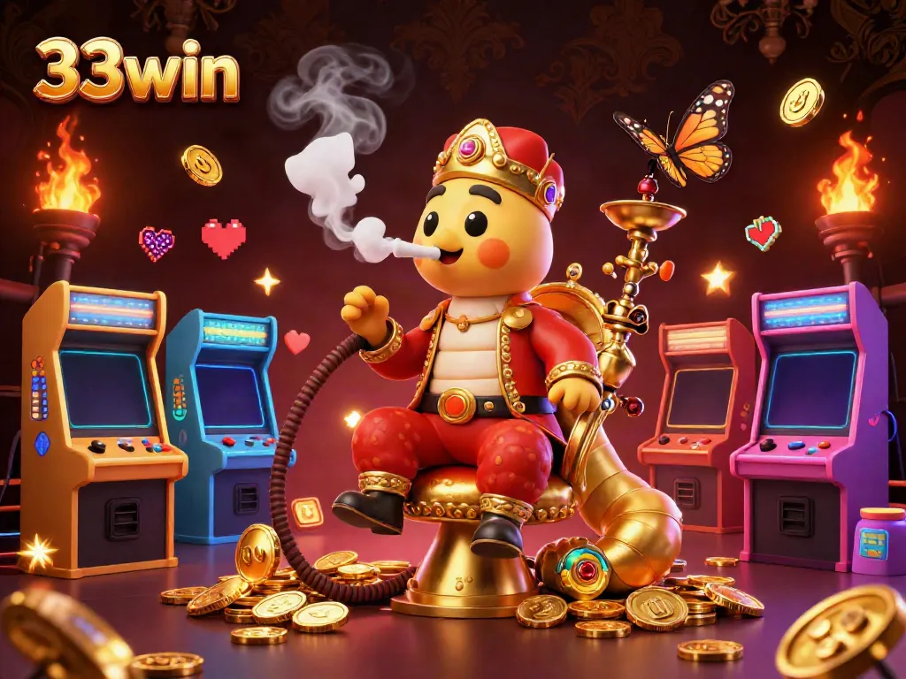 Experience the ultimate thrill with 33win's vibrant casino scene illustrated 3D art.