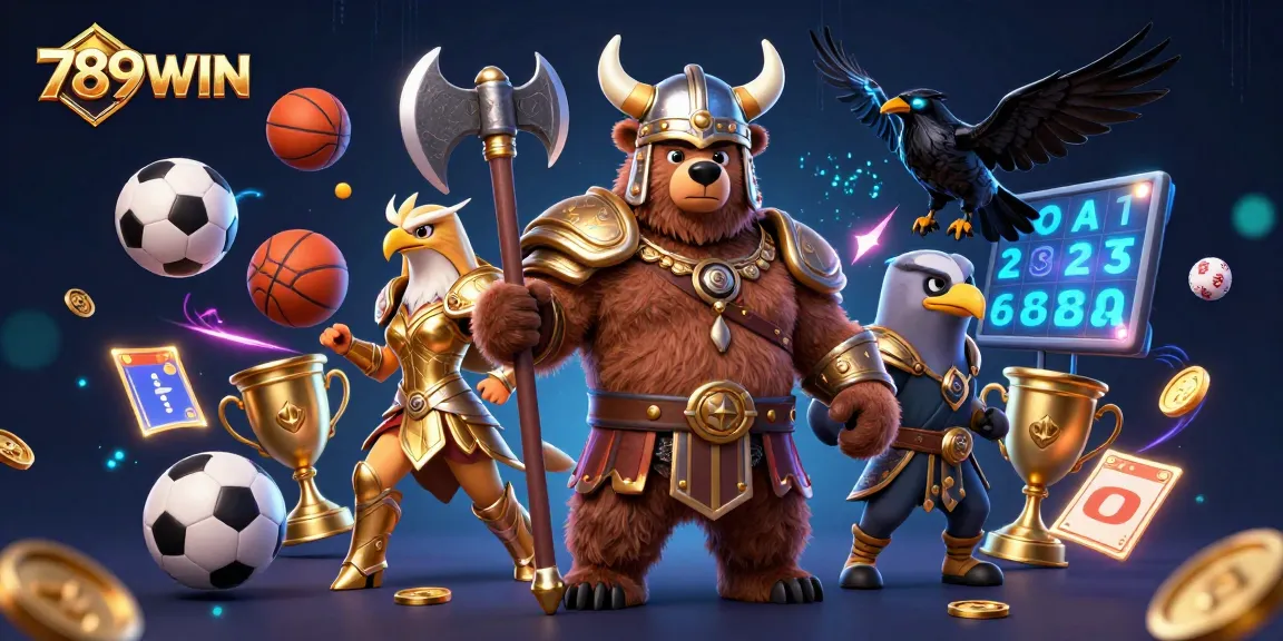 Engage with dynamic 789WIN gaming elements, featuring Viking bear and Valkyrie duo in action.