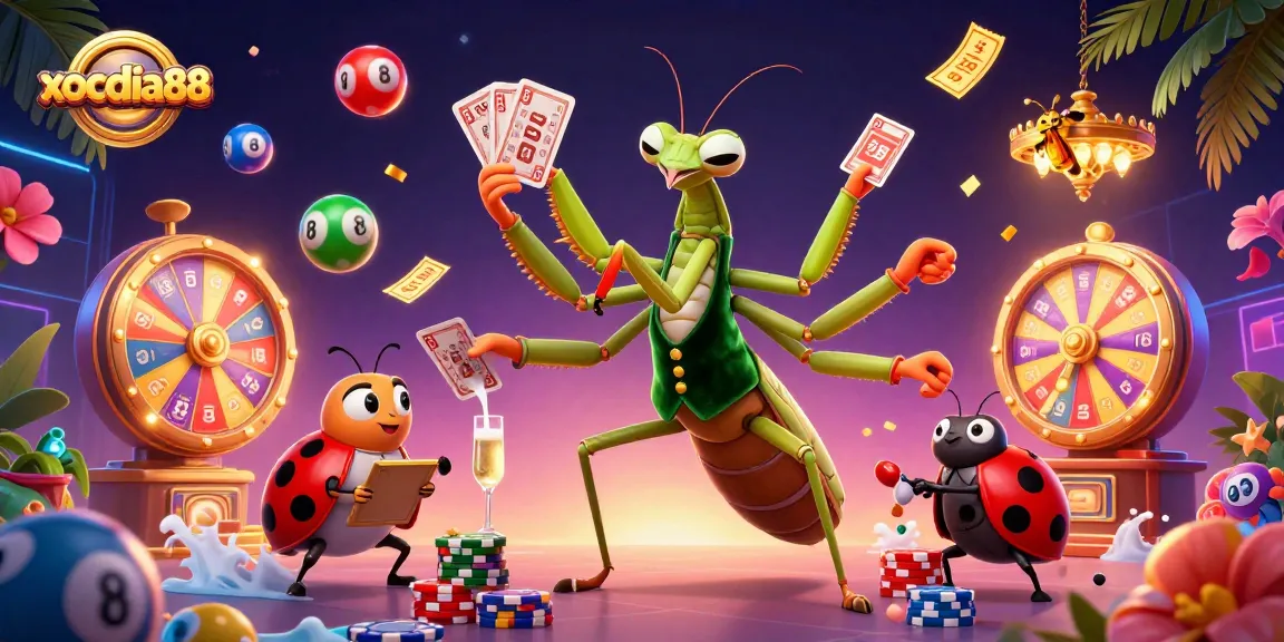 xocdia88 showcases an energetic gambling scene with dynamic characters and exciting casino elements.